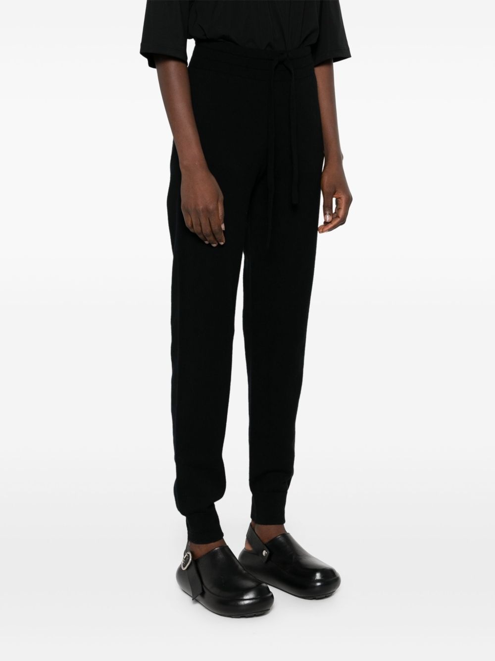 elasticated-waistband knitted trousers - 3