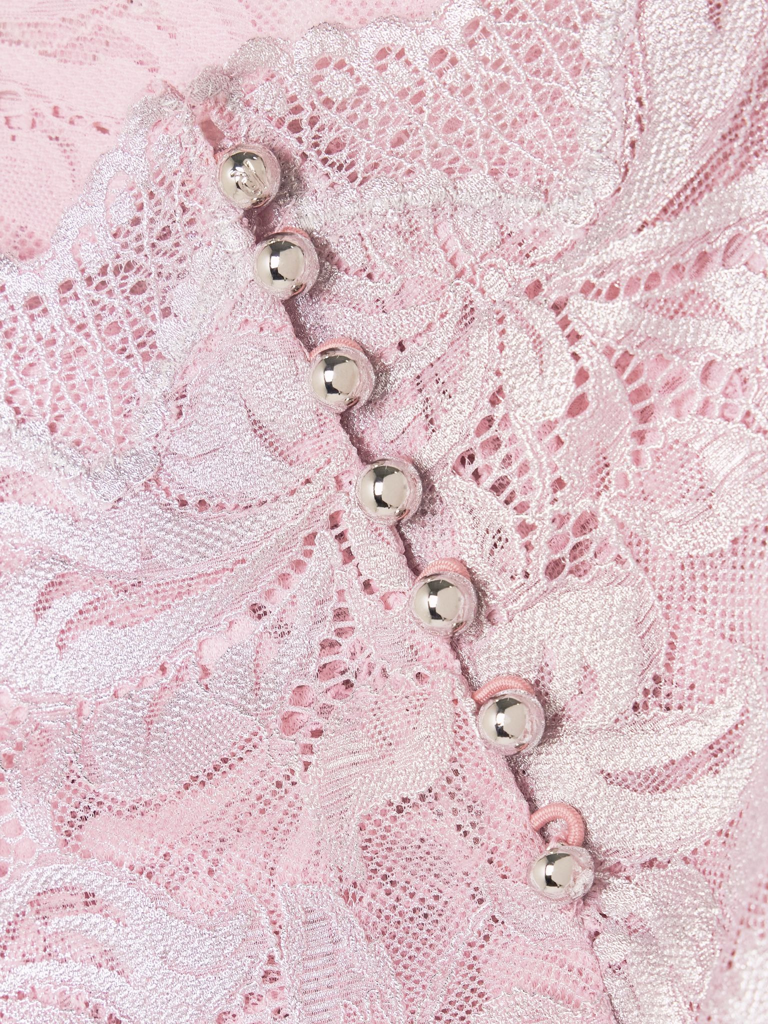 Scalloped metallic stretch-lace midi skirt Pink - 4