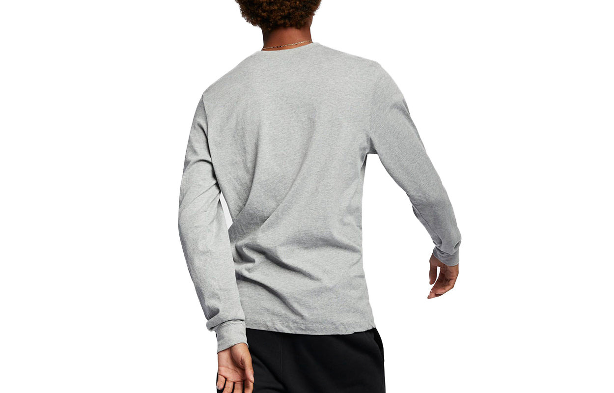 Men's Nike Embroidered Logo Loose Sports Running Long Sleeves Gray T-Shirt AR5194-063 - 2