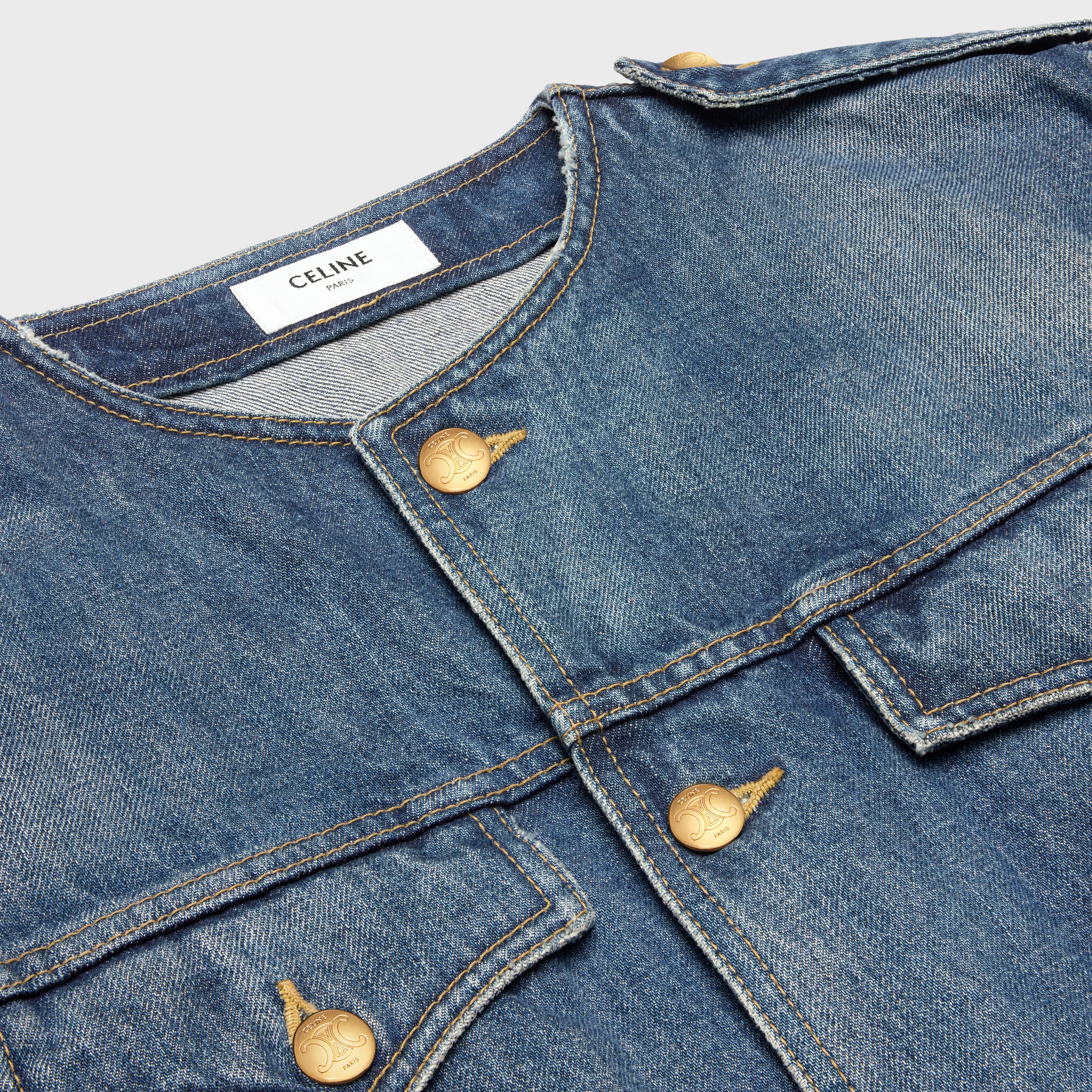 JACKET WITH PURE COLLAR IN DARK UNION WASH DENIM - 3