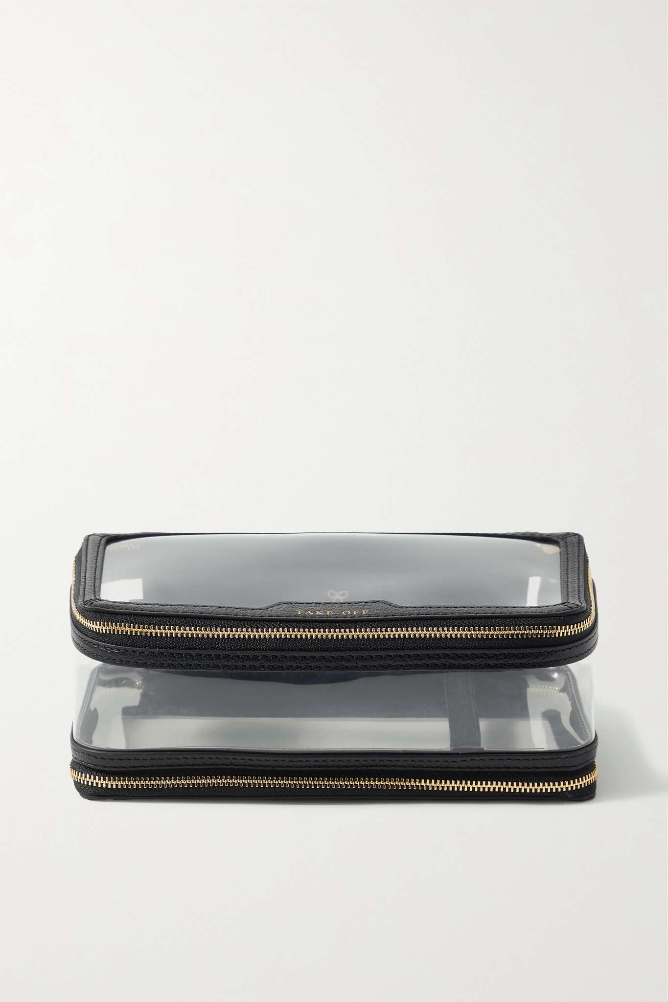 In-Flight textured leather-trimmed PVC cosmetics case - 1