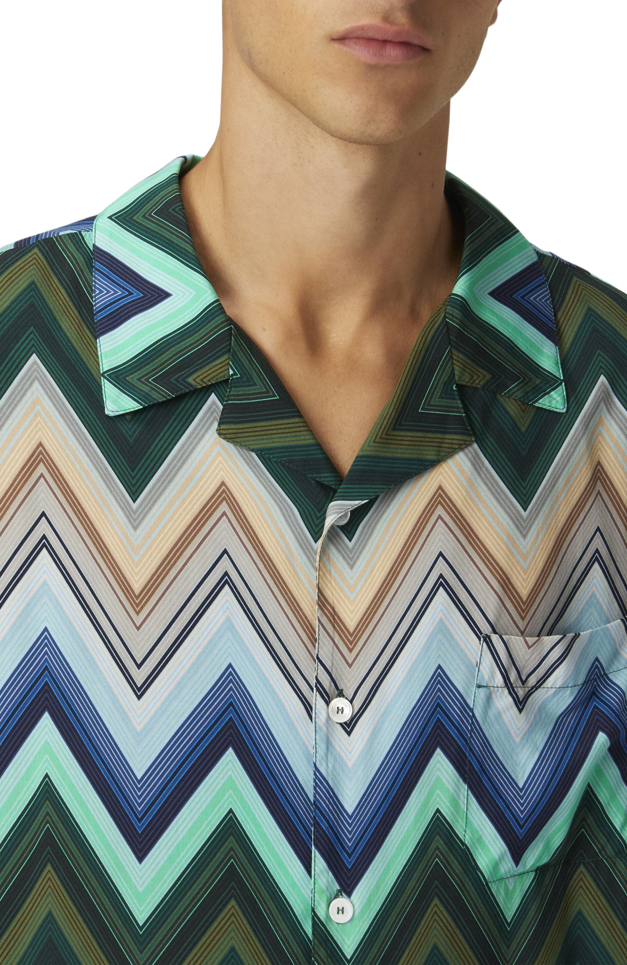 Missoni Viscose Bowling Shirt With Macro Zigzag And Breast Pocket in Green at Nordstrom - 4