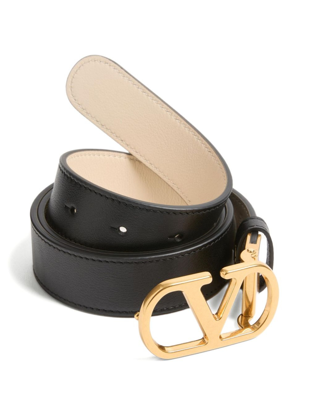 double 'v' buckle leather belt - 3