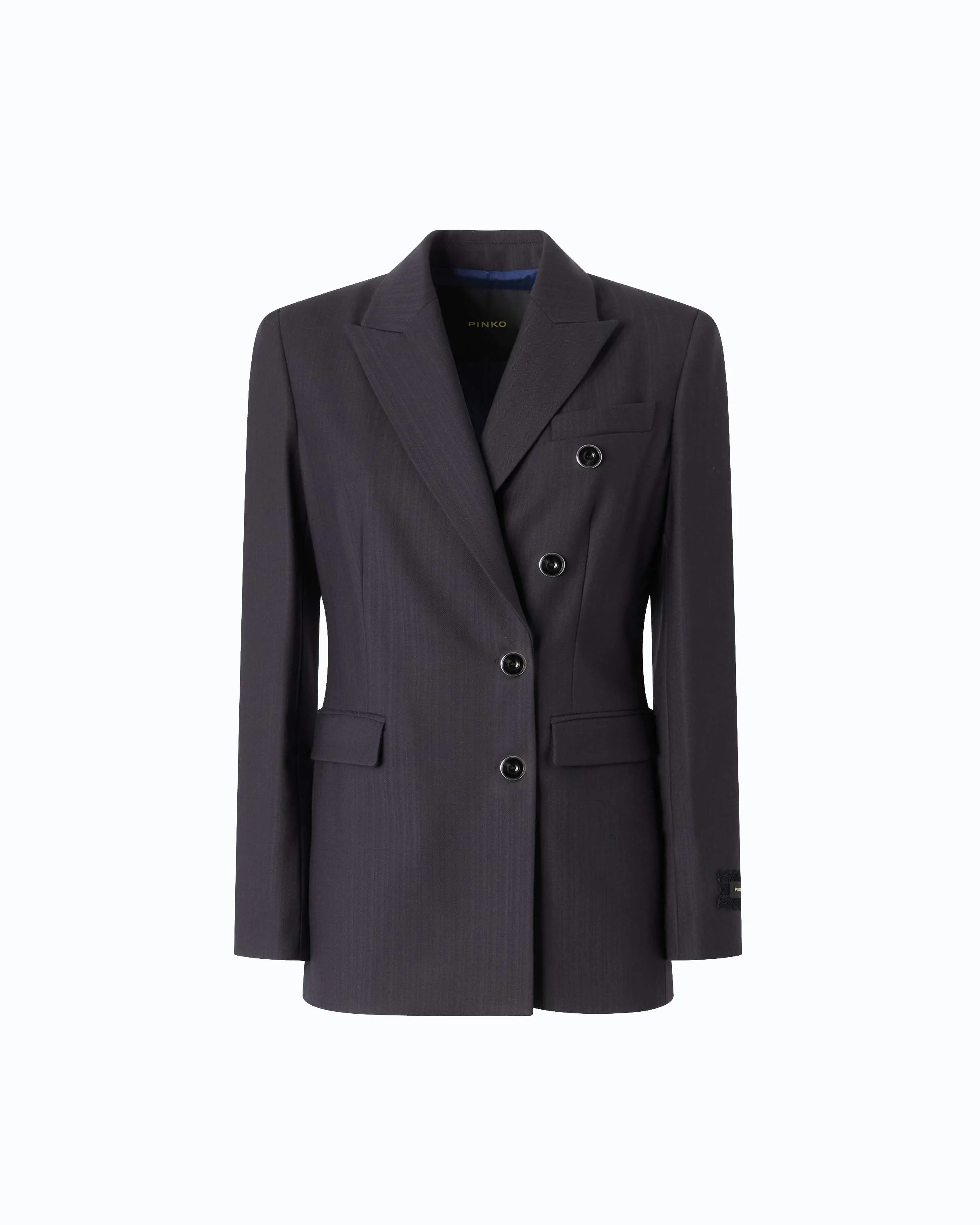 DOUBLE-BREASTED SLIM-FIT WOOL-BLEND JACKET - 1