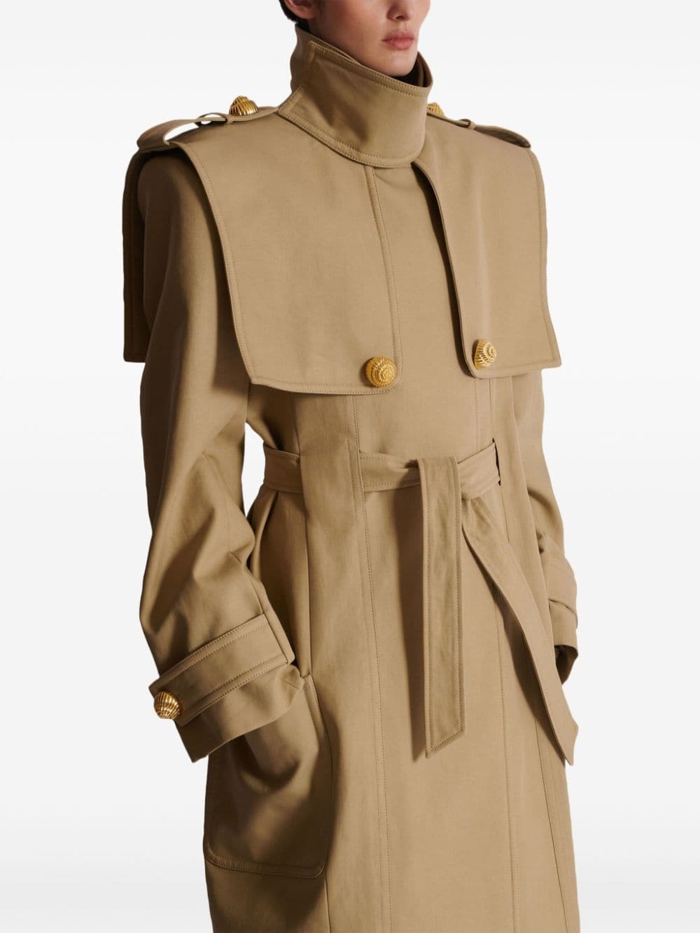 belted cotton trench coat - 6