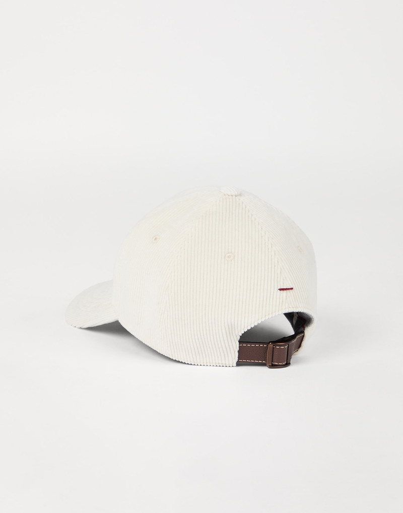Brunello Cucinelli Comfort cotton and cashmere corduroy baseball cap with embroidered logo outlook