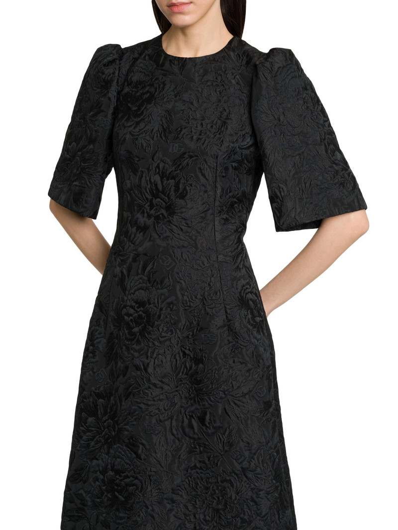 Women's Brocade Leopard-Lined Midi-Dress - Nero 6