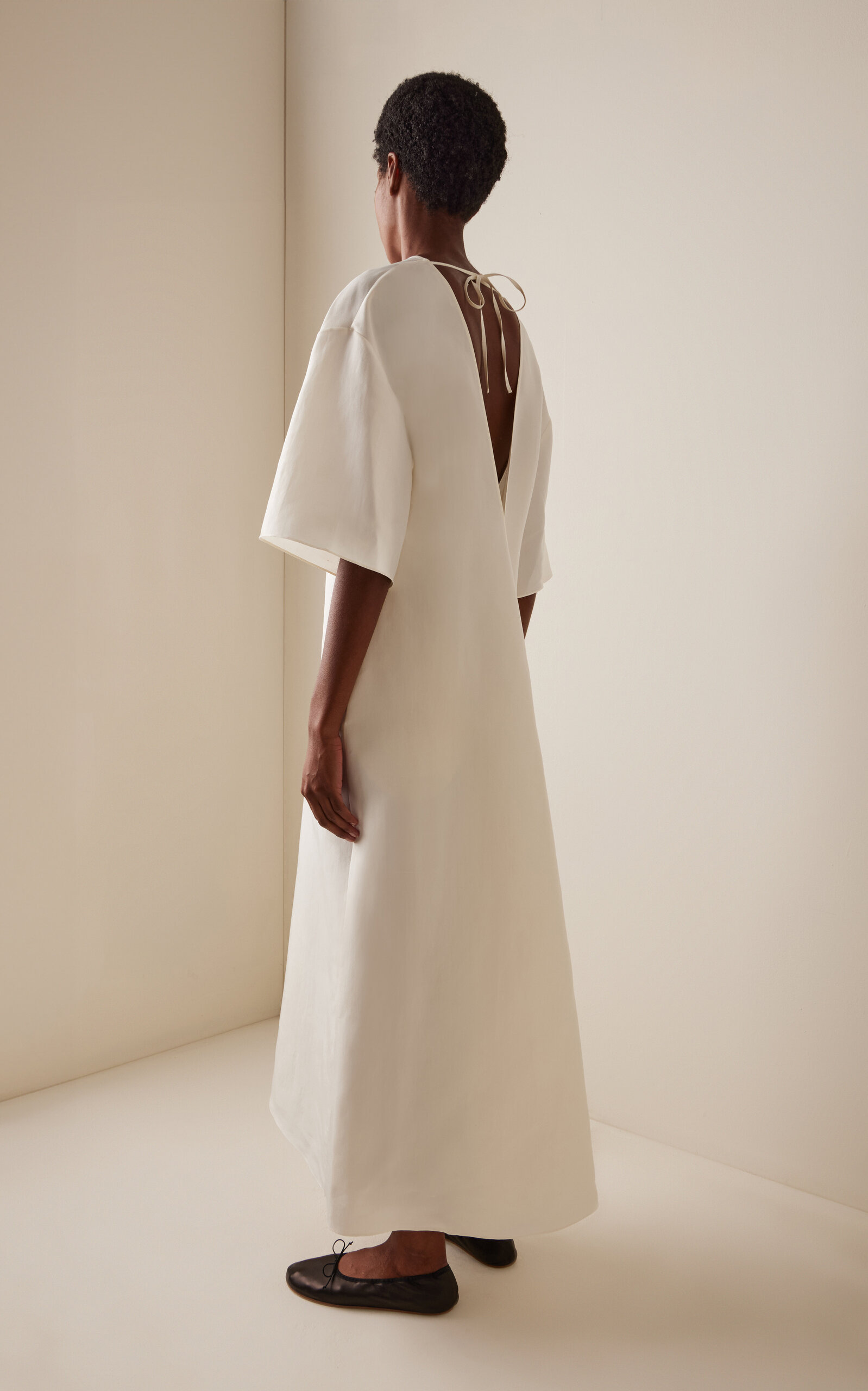 Mia Silk Shantung Maxi Dress white - 4
