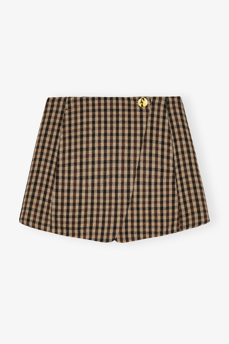 CHECK WOOL MINI SKIRT - 1