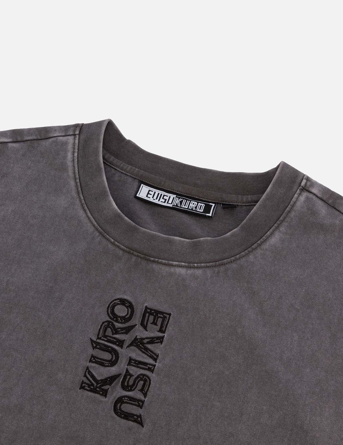 Washed Logo Embroidery and Print Loose Fit T-shirt - 7
