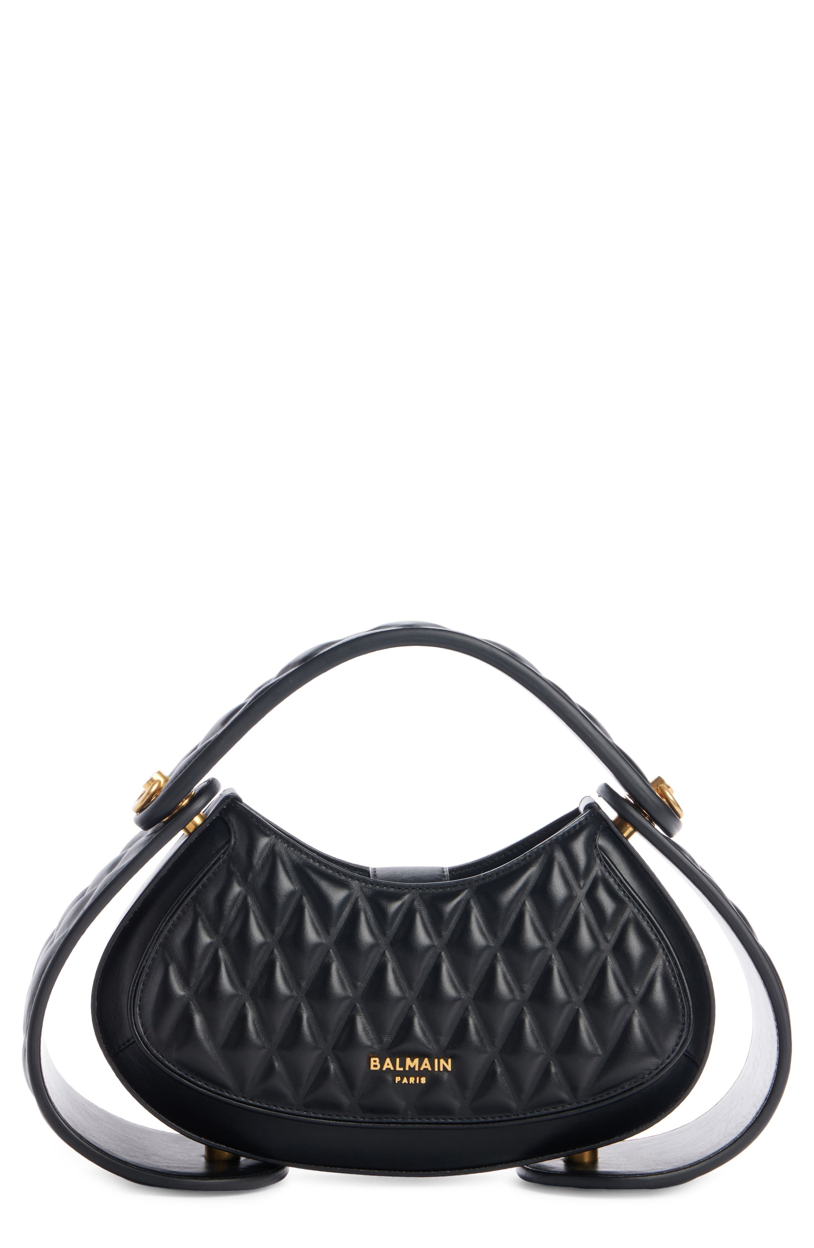 Balmain Medium Jolie Madame Quilted Leather Top Handle Bag in 0Pa Black at Nordstrom - 1