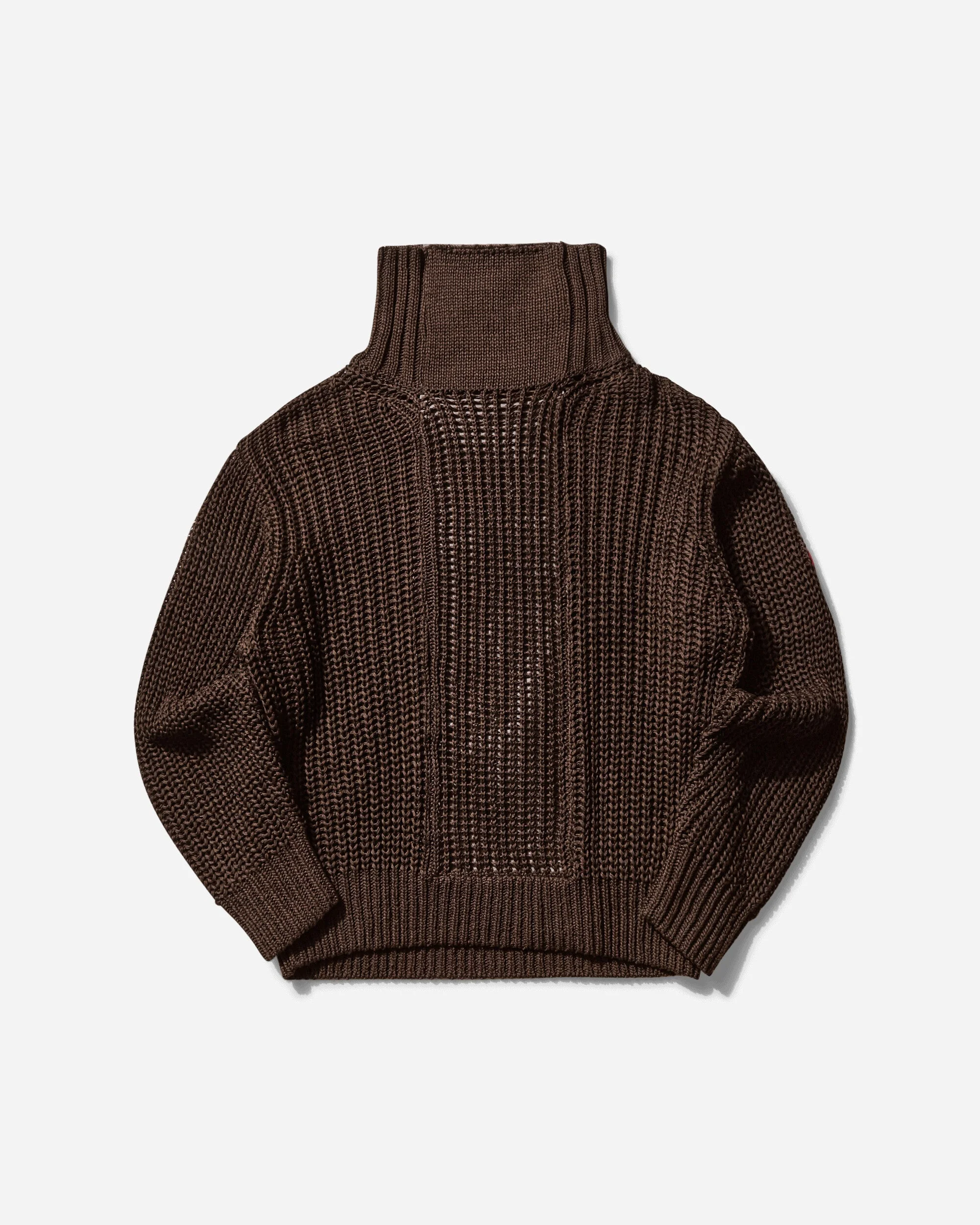 Men's Twill Back Side Knit Sweater Brown - 1