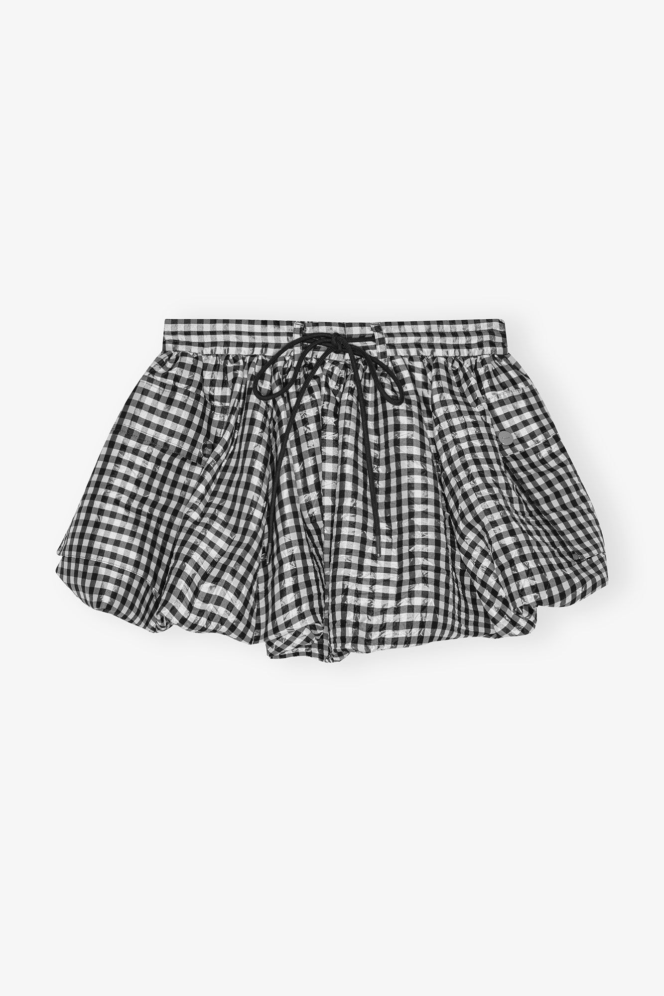 CRINKLED CHECK MINI BUBBLE SKIRT - 1