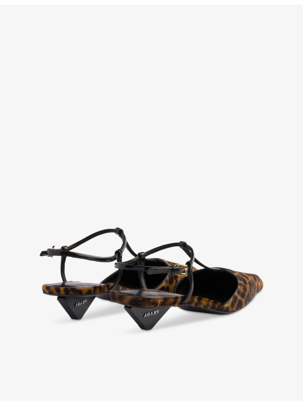 Logo-plaque leopard leather heeled courts - 4