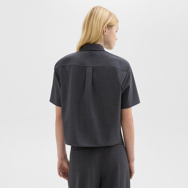 Cropped Short-Sleeve Shirt in Good Wool 4