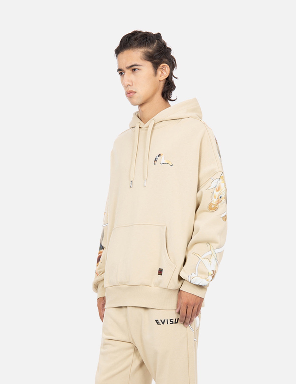Tattoo Koi Print Hooded Sweatshirt - 7
