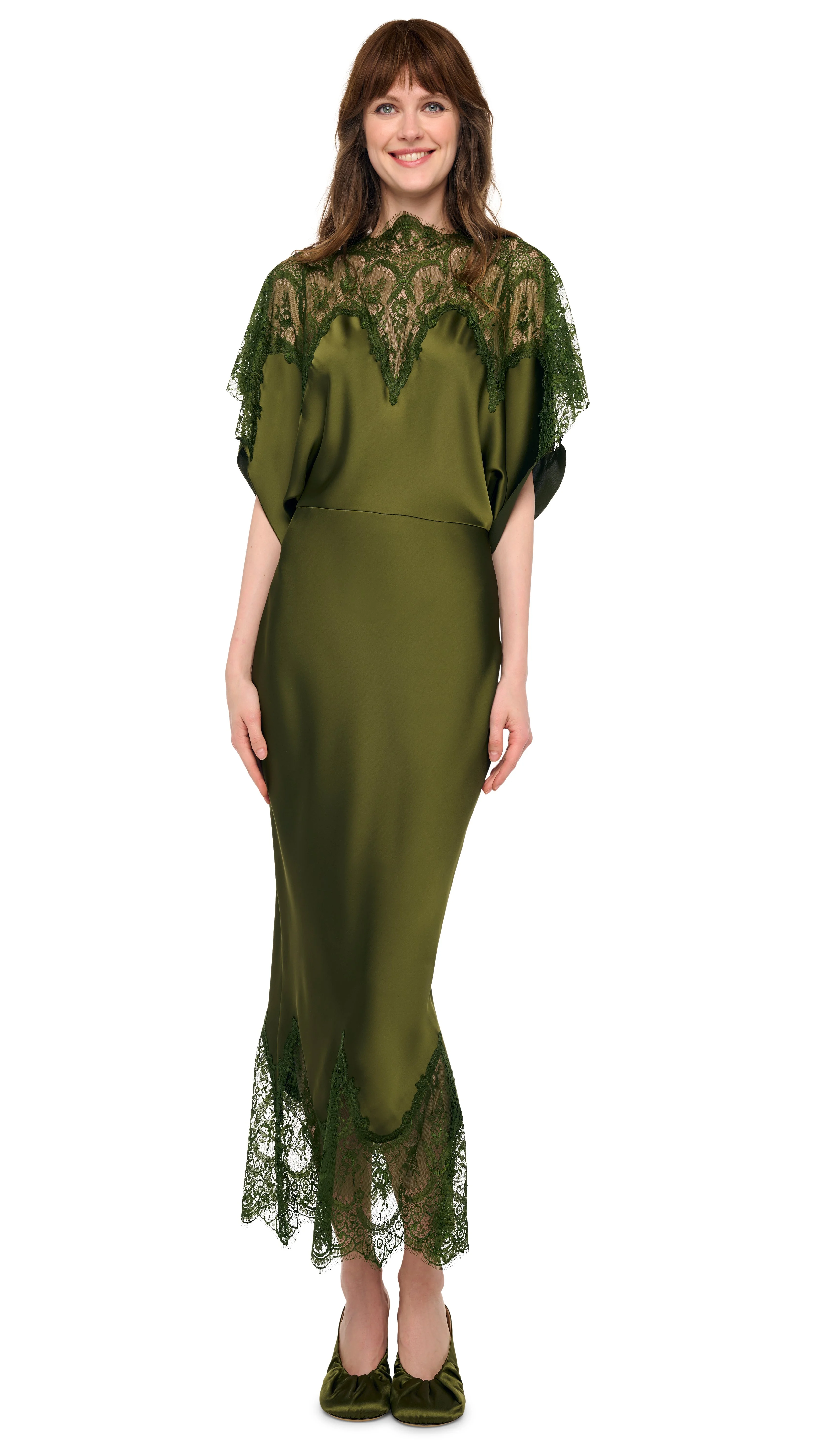 REVERSE OBIE MIDCALF DRESS W/ LACE - 1