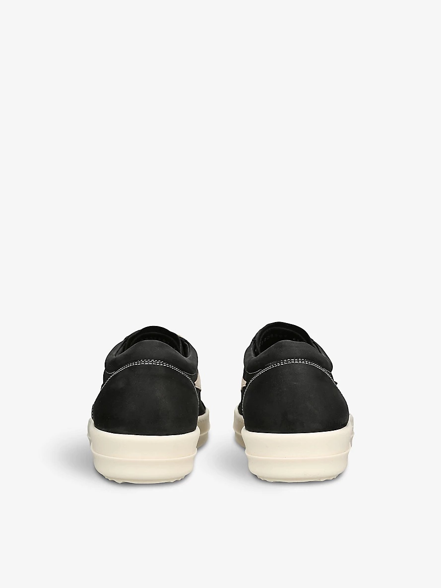 Vintage contrast-stitch suede low-top trainers - 4