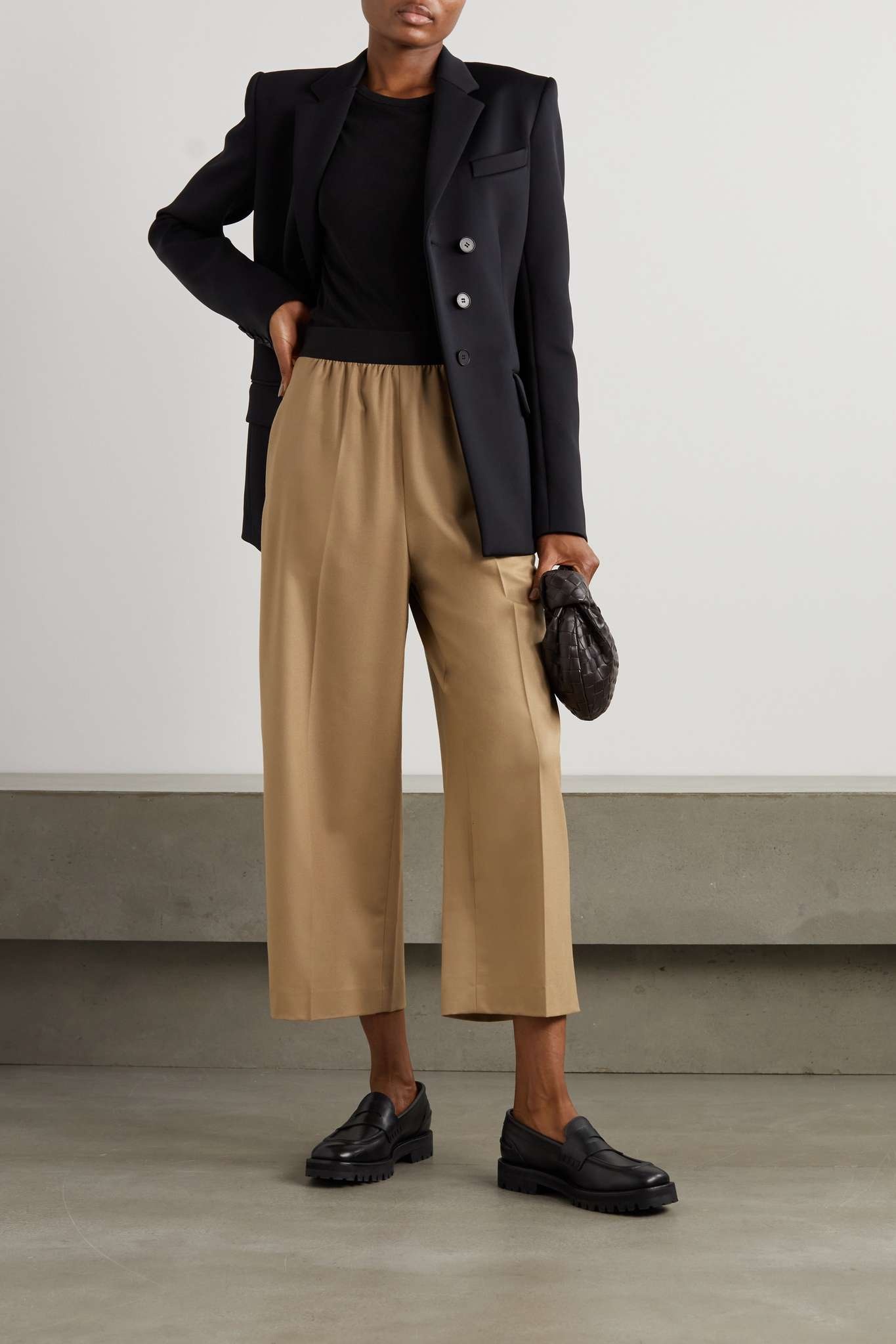 Cropped wool-twill wide-leg pants - 2