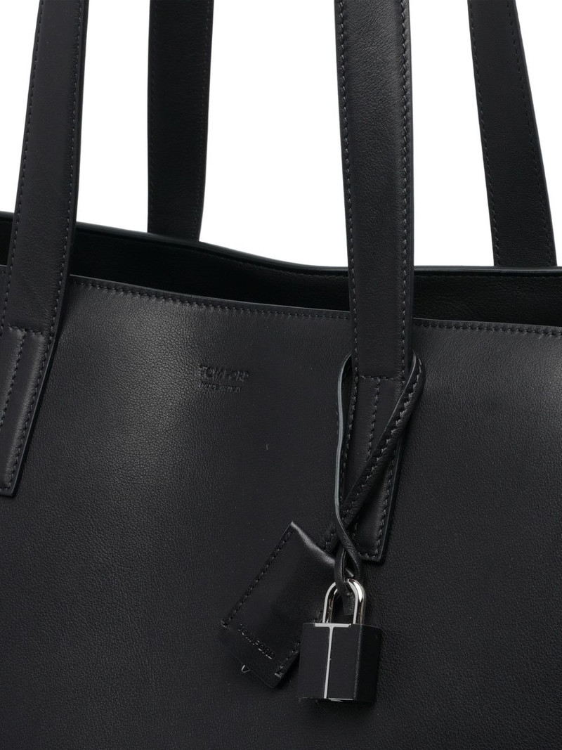padlock-detail leather tote bag 4