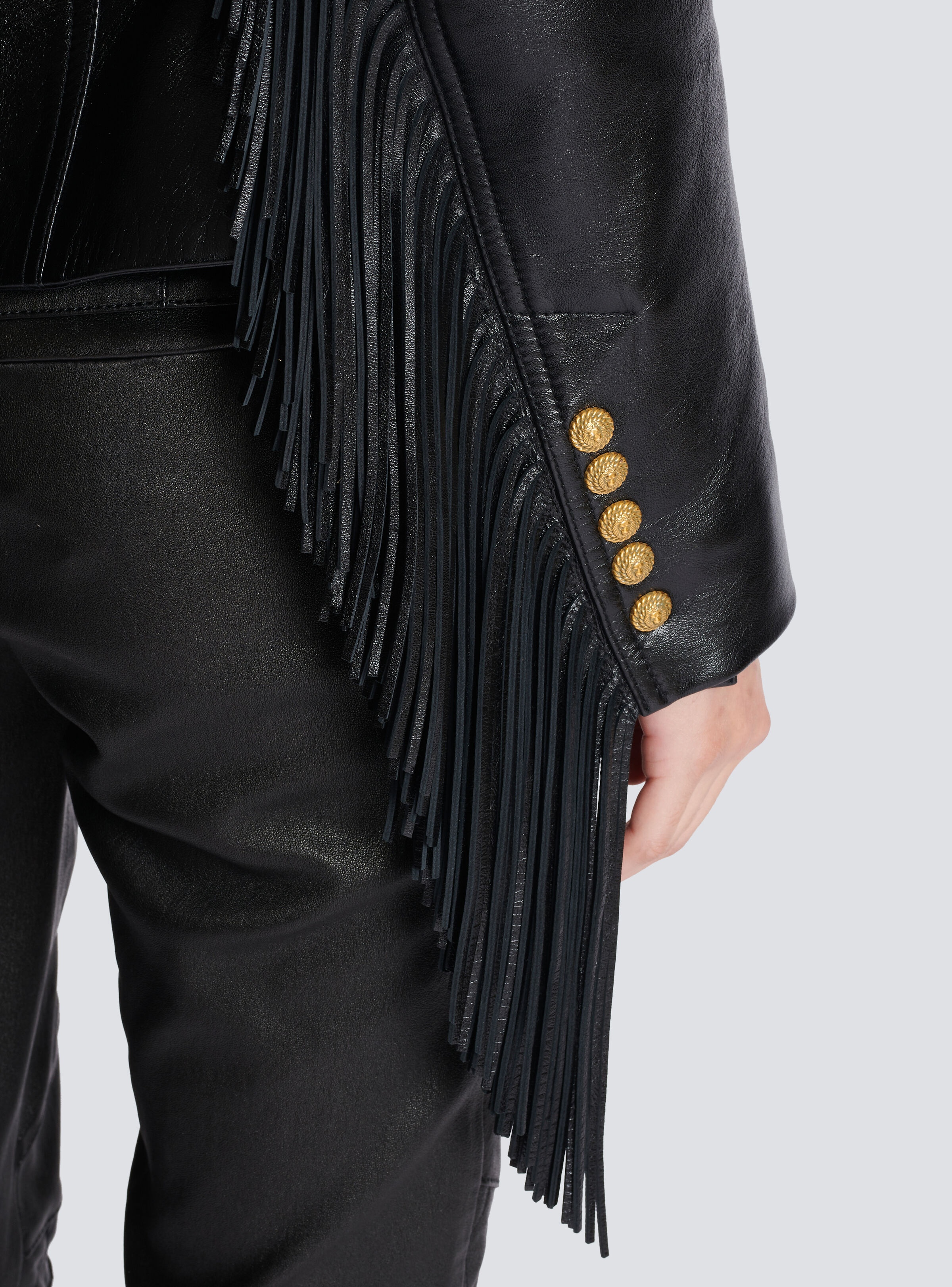 Balmain Jolie Madame fringed leather jacket REVERSIBLE