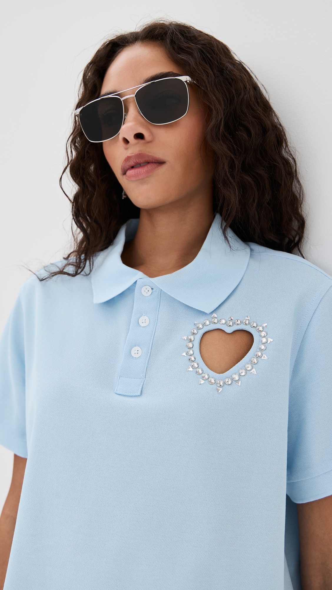 Crystal Heart Cutout Polo Dress - 2