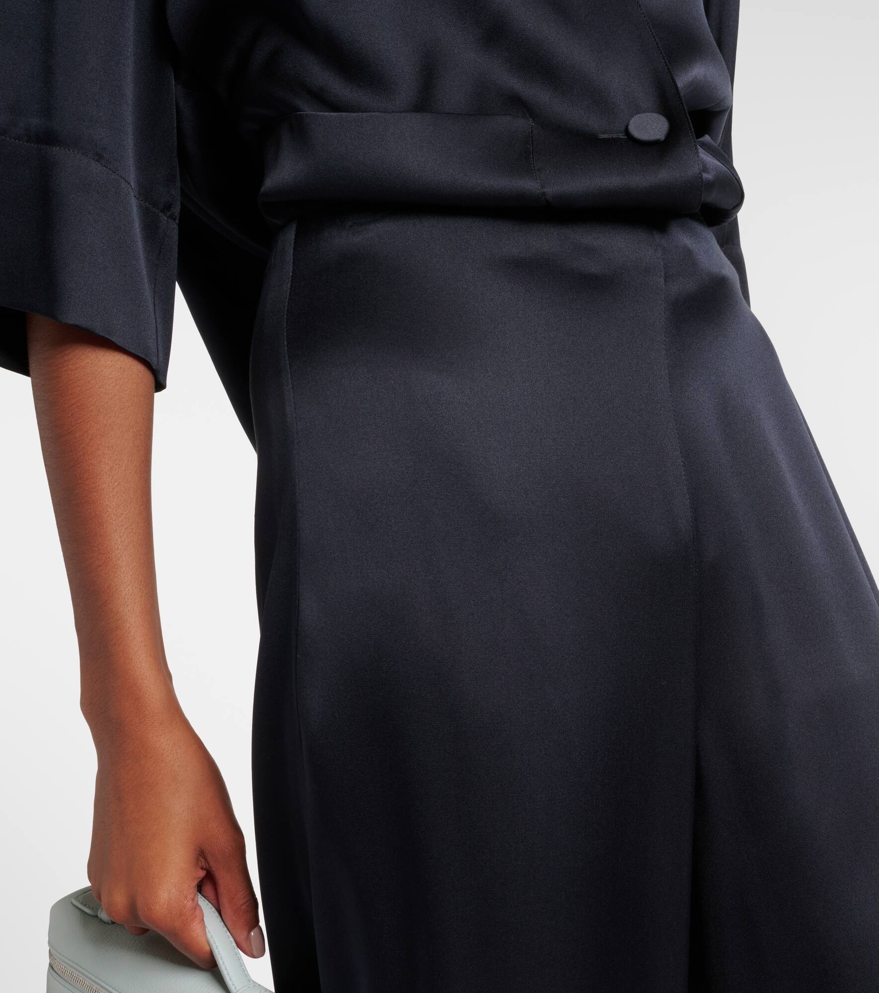 Dresden silk satin wide-leg pants - 4