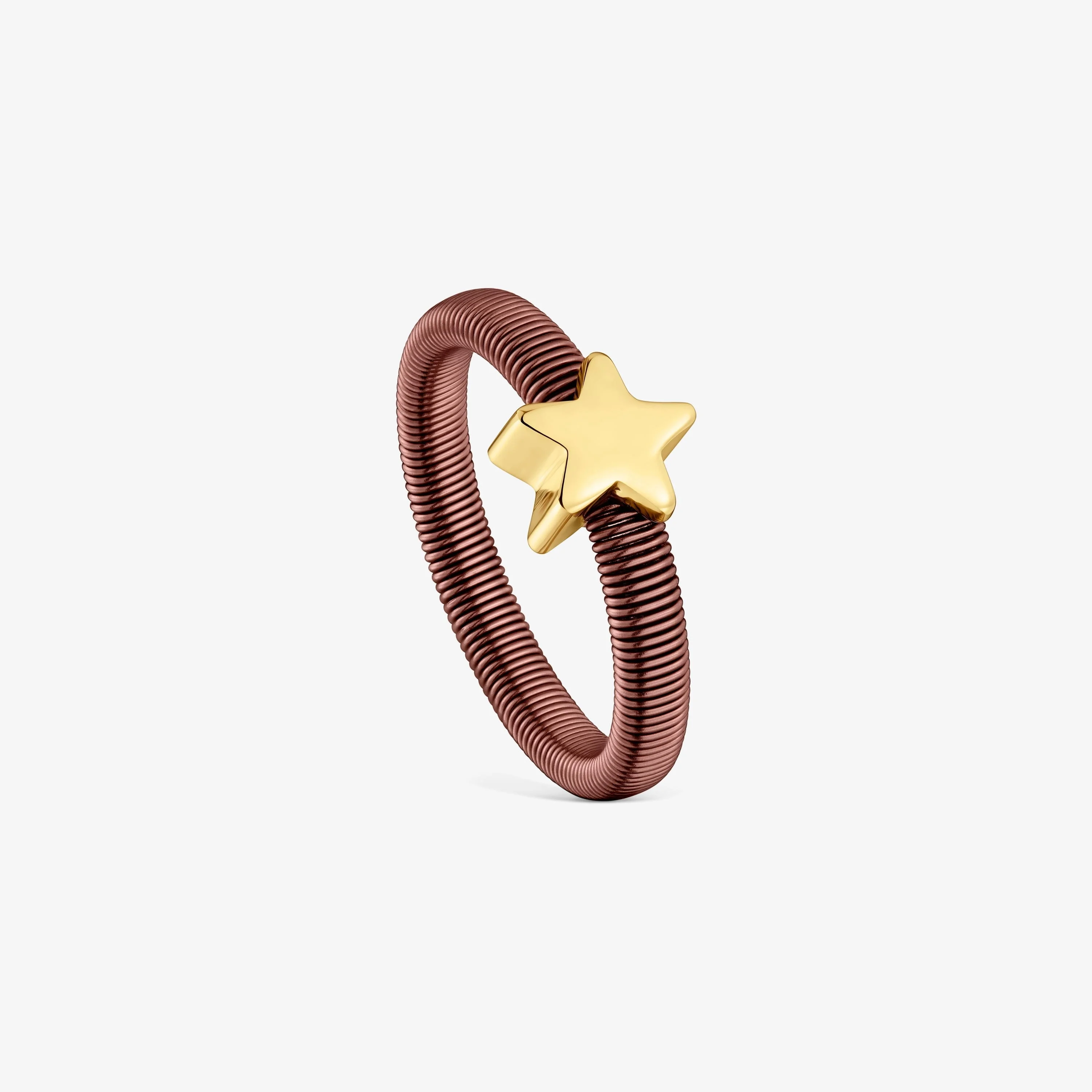 Star Ring with 18K gold vermeil and brown steel TOUS Mesh Tube - 1