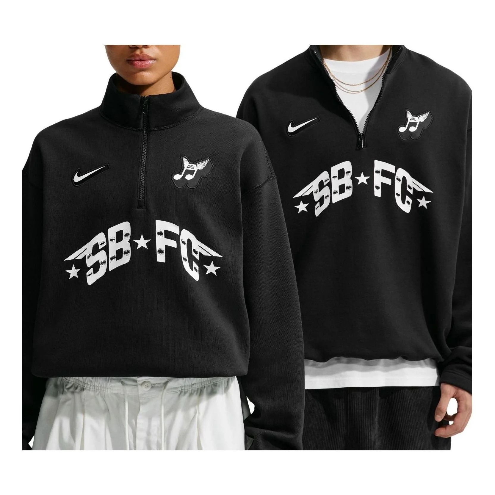 Nike SB Skate 1 2-Zip Fleece Crew-Neck Sweatshirt 'Black' IM5463-010 - 1