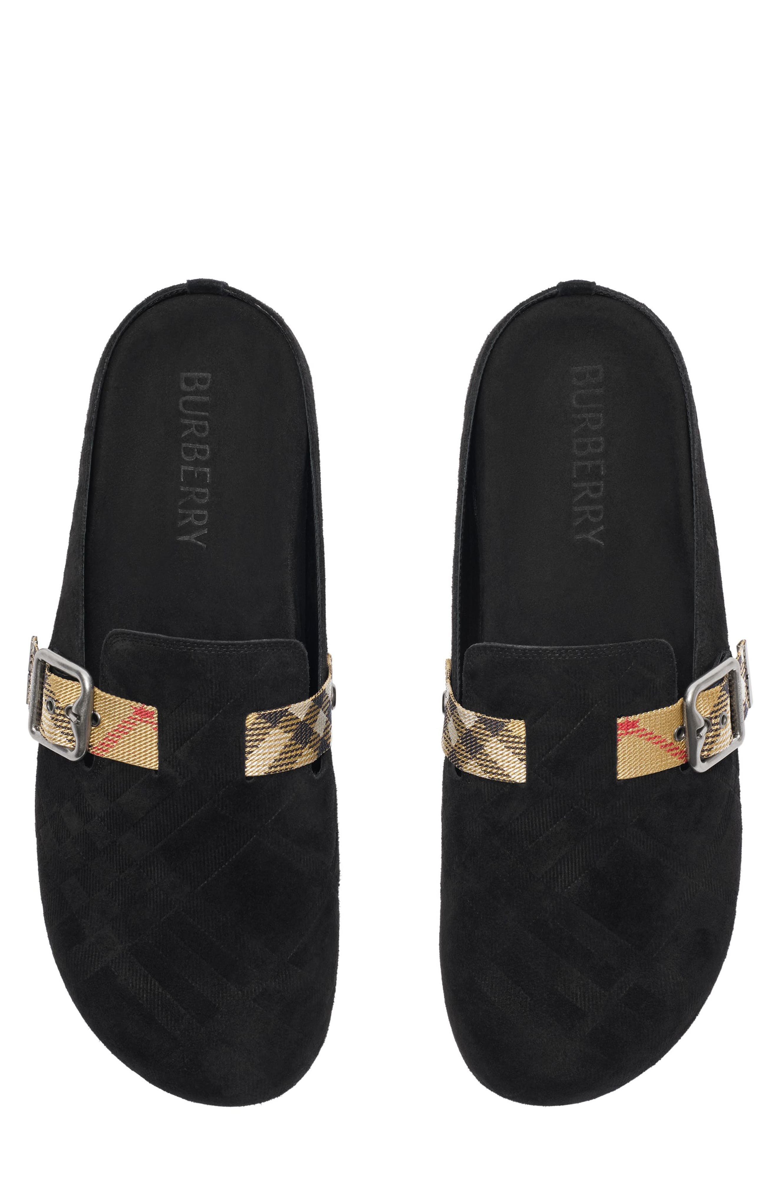 burberry Check Suede Urchin Clog in Black at Nordstrom - 4