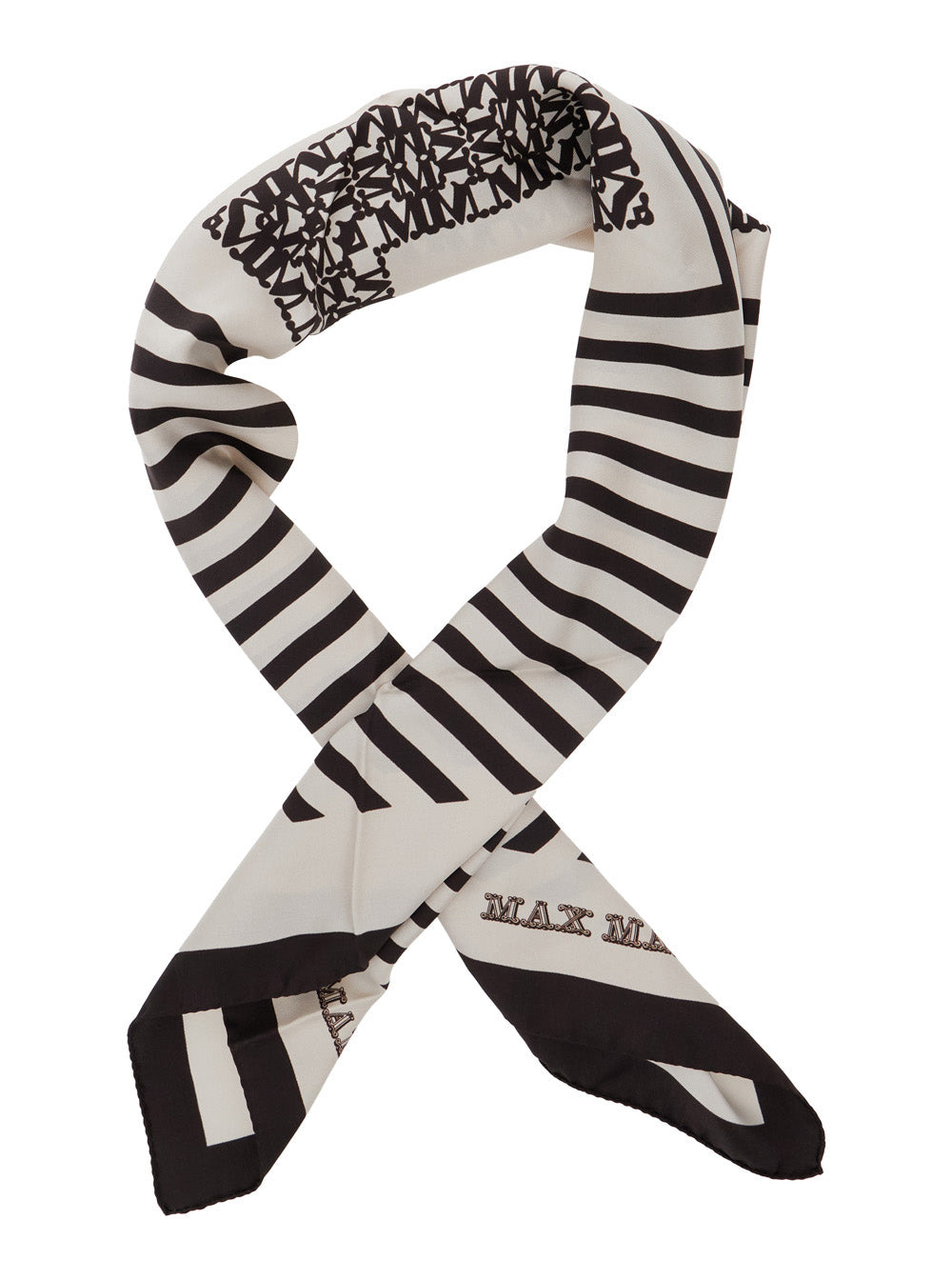 Max Mara Women 'Carre' Black And White Foulard With Logo Lettering And All-Over Geometric Print In S - 2