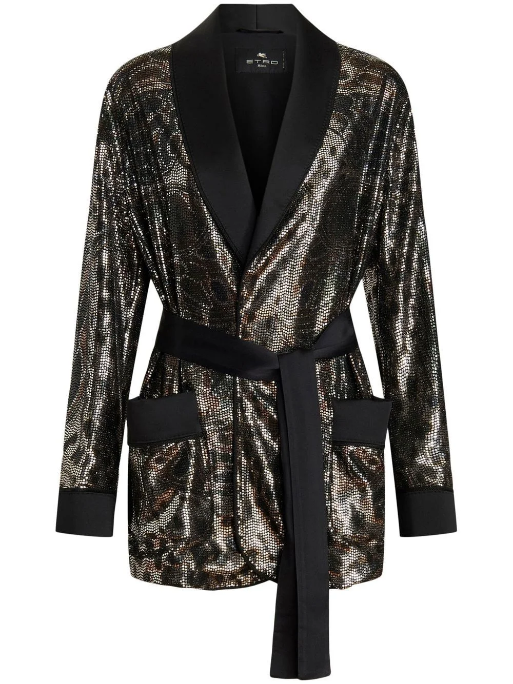 shimmery tied-waist blazer - 1