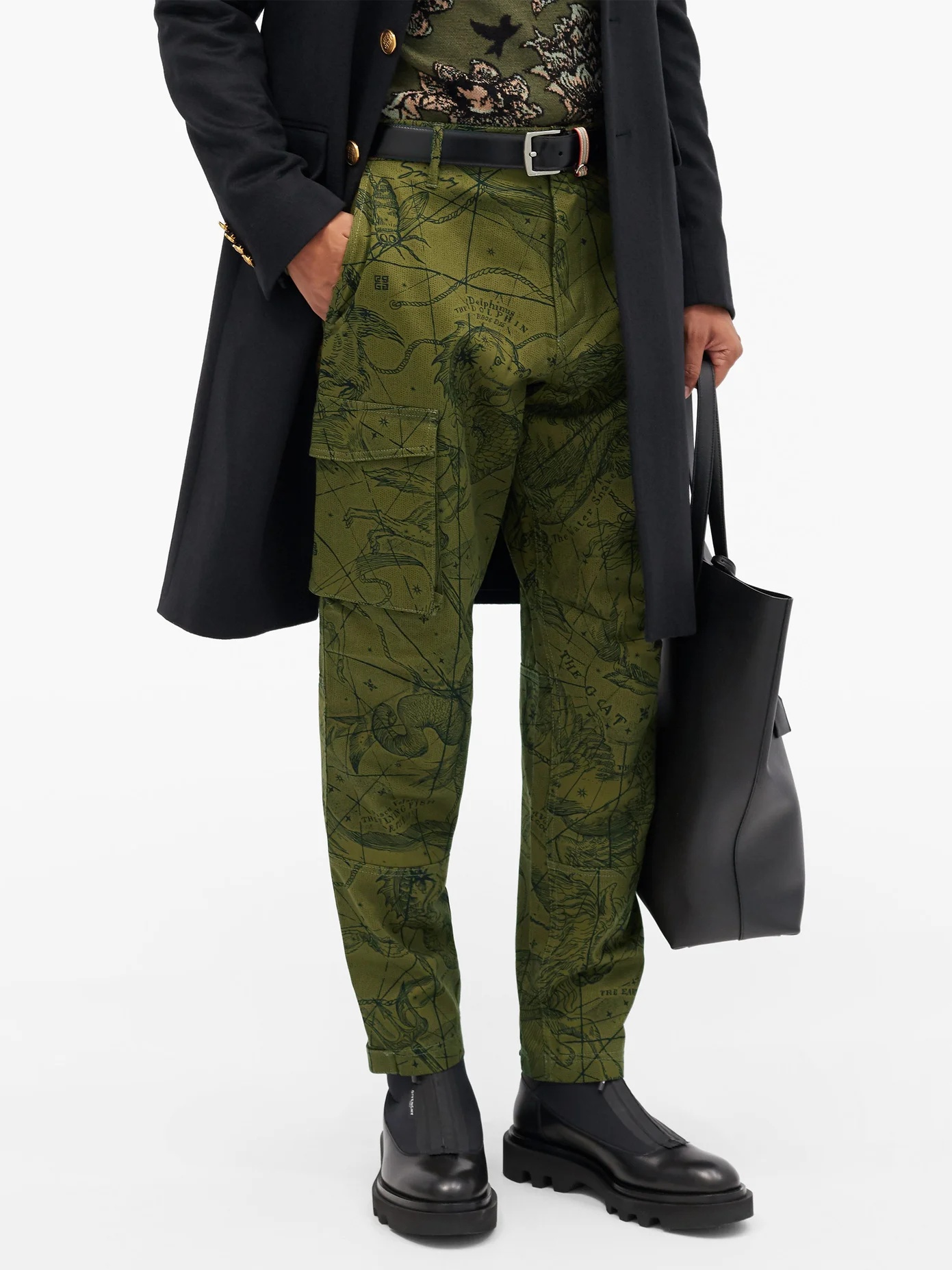 Map-print cotton-twill cargo trousers - 6