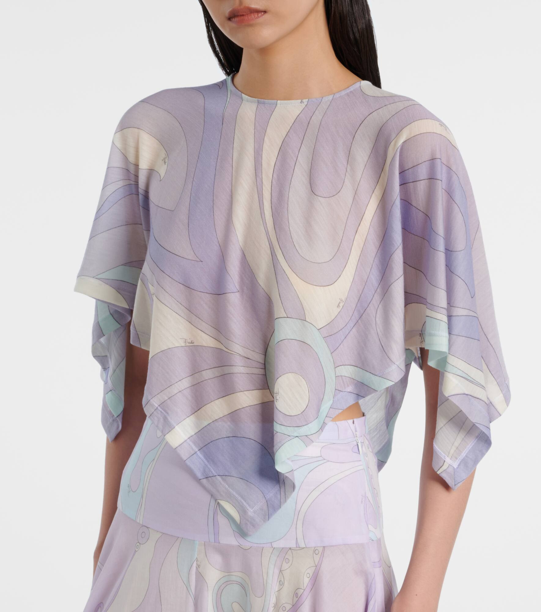 Orchidee asymmetric wool-blend crop top - 4