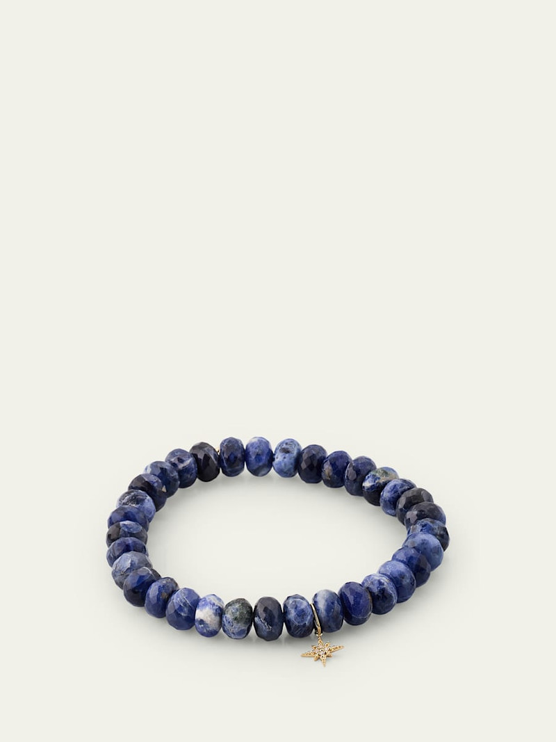 14K Diamond Pave Starburst on Sodalite Stretch Bracelet 4
