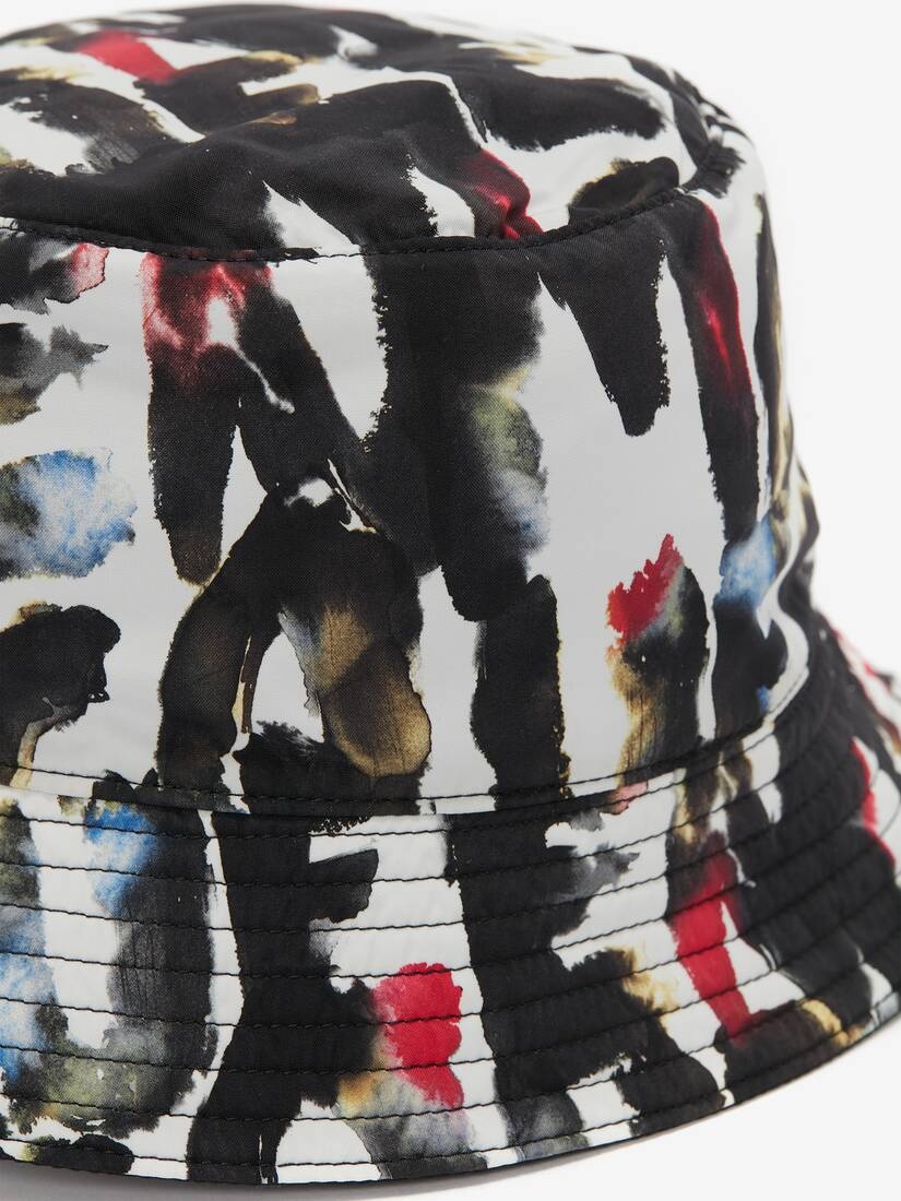 Men's Watercolour Graffiti Reversible Bucket Hat in Black/multicolour - 2