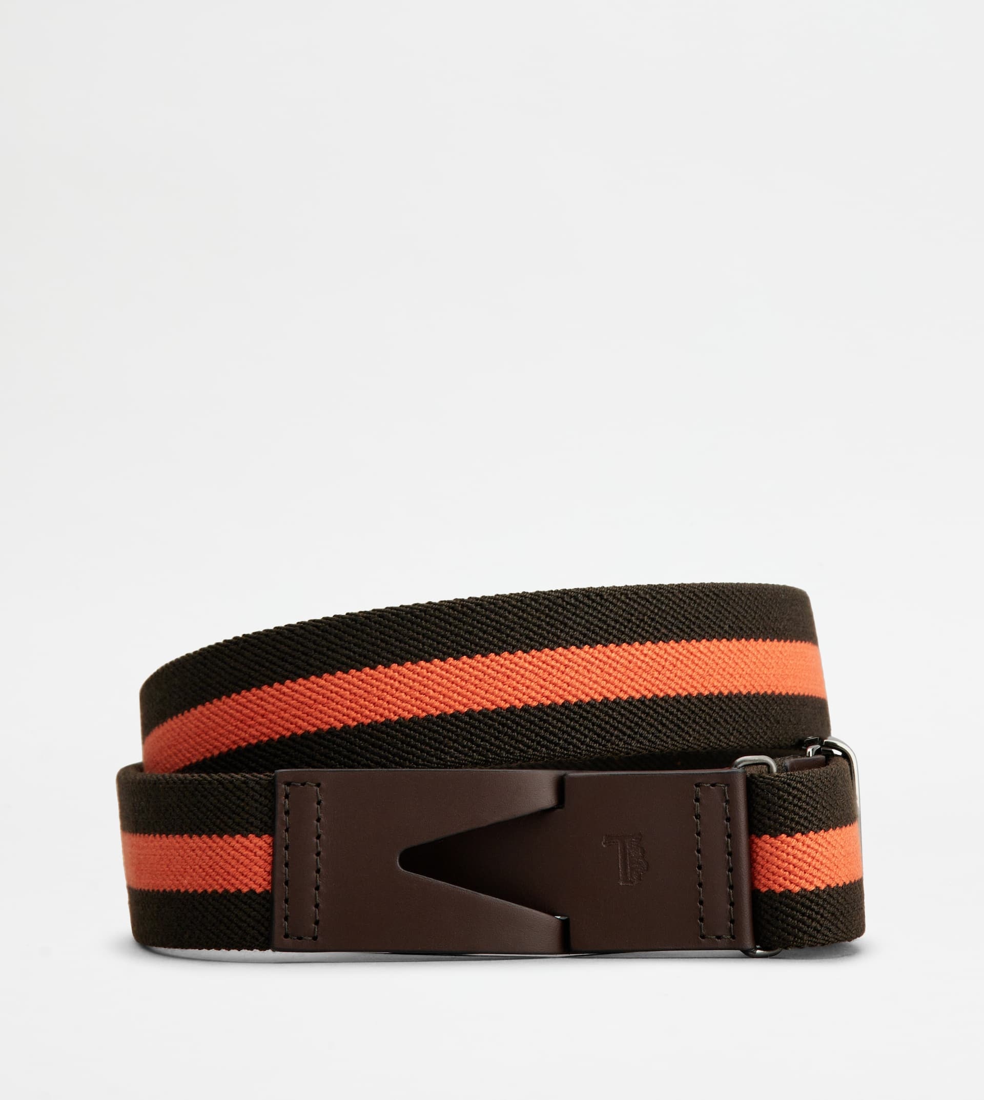 BELT IN CANVAS AND LEATHER - BROWN, ORANGE - 1