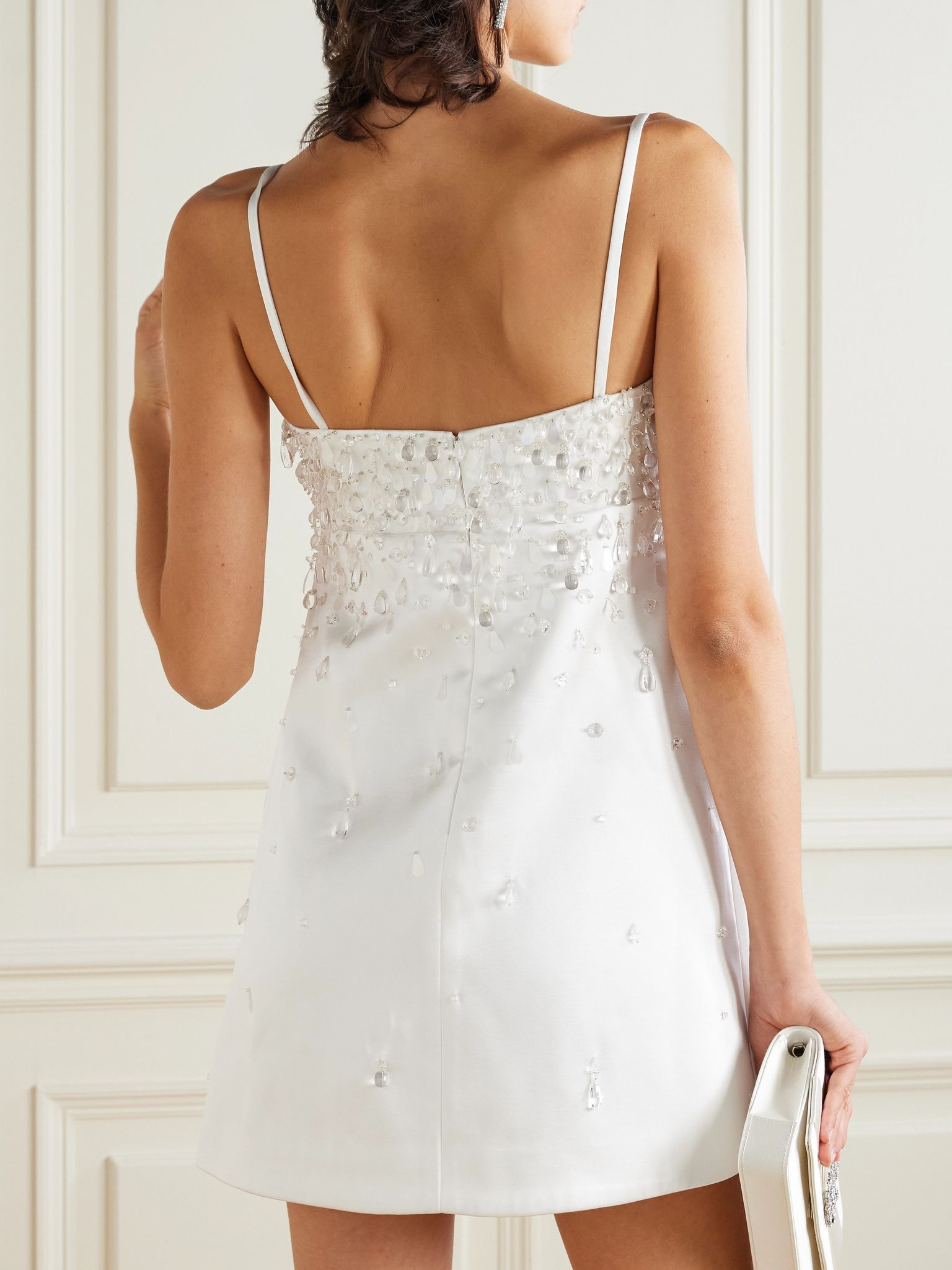 Cornelia crystal-embellished satin mini dress White - 3