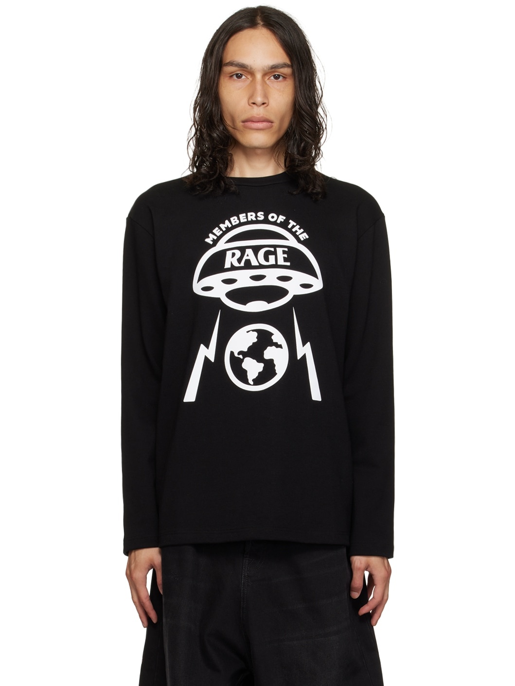 Black Printed Long Sleeve T-Shirt - 1