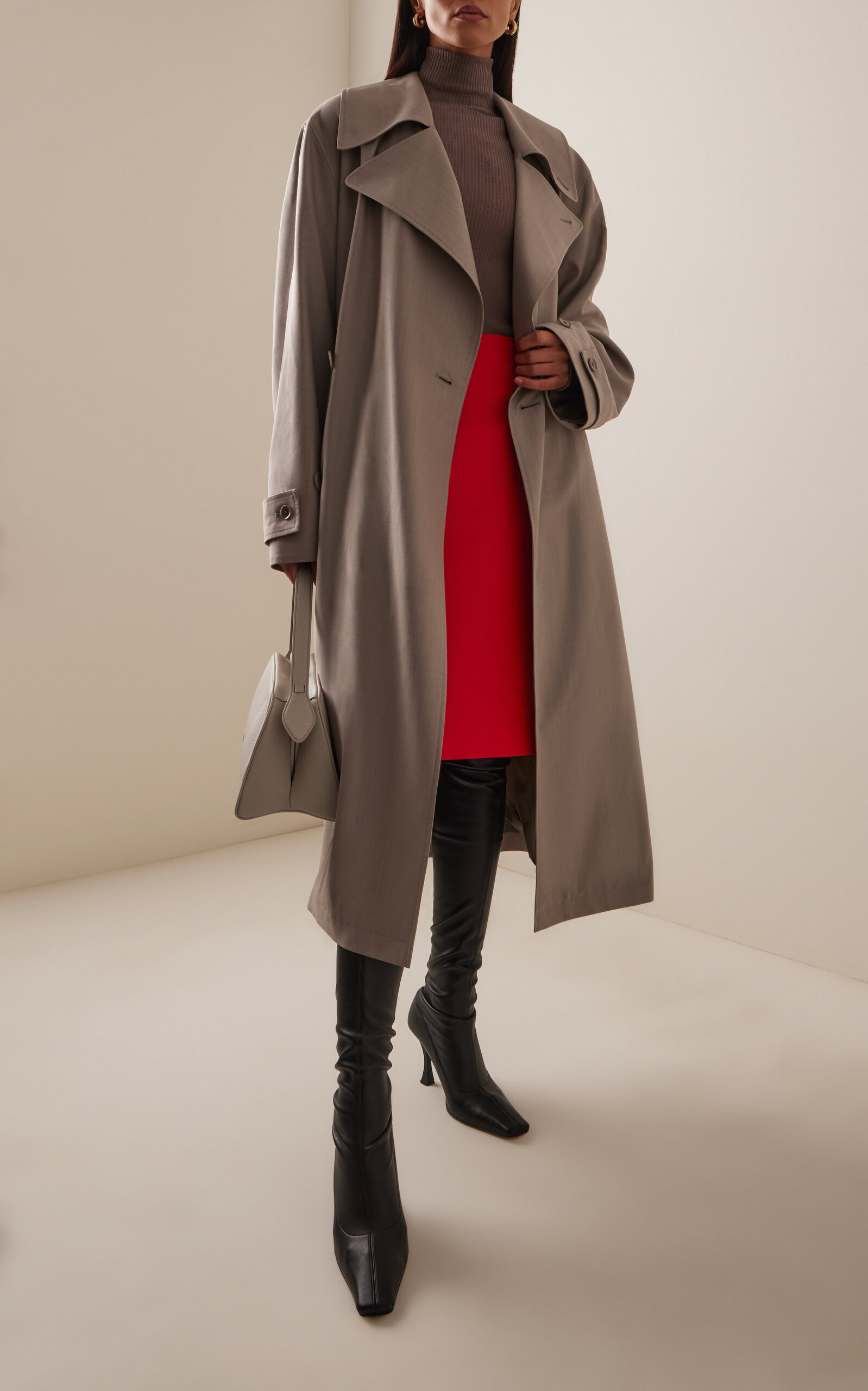 Seamlesss High-Neck Wool Top grey - 3