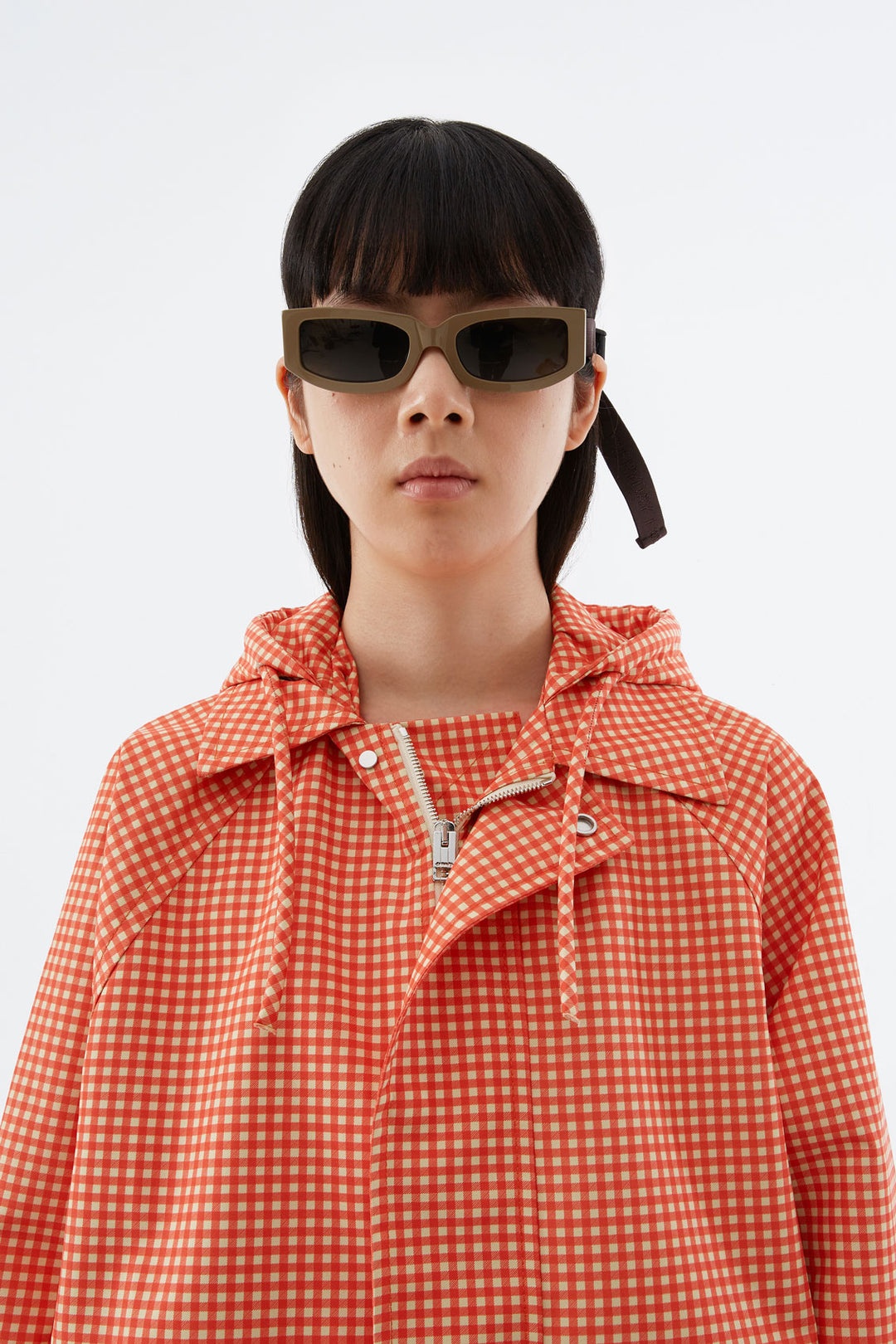 RED CHECK LONG EASY JACKET - 5