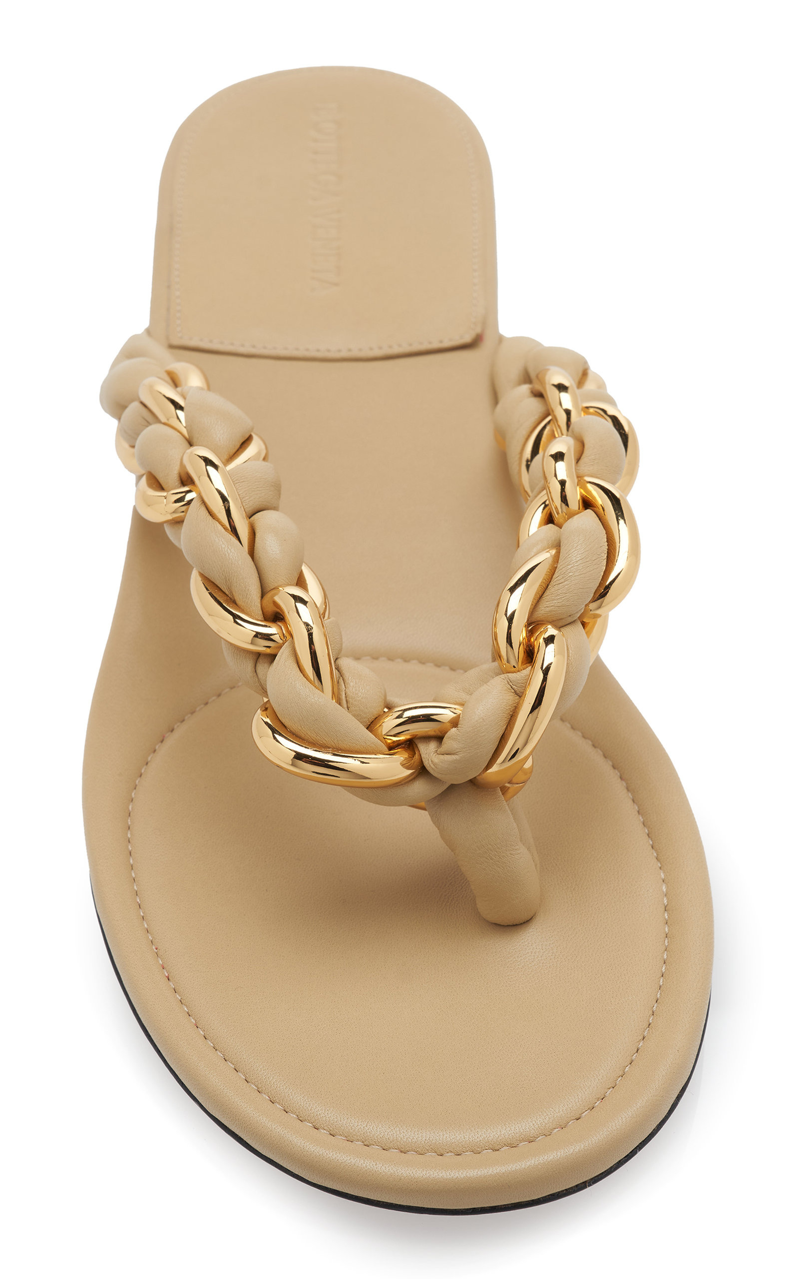 Bottega Veneta Dot Lagoon Chain Flat Sandals neutral