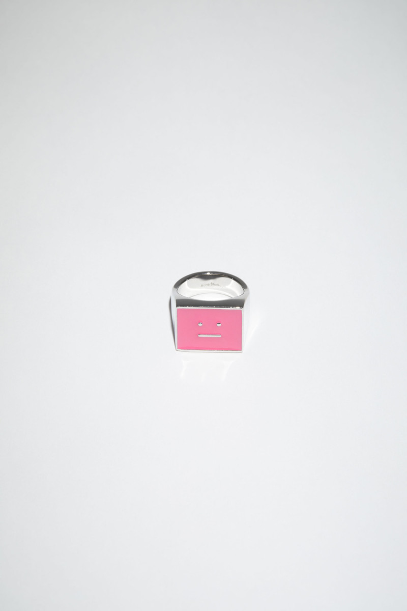 Face logo signet ring - Pink 1