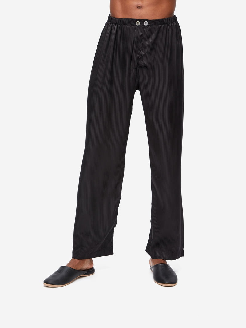 Men's Classic Fit Pyjamas Woburn 8 Silk Satin Black - 6