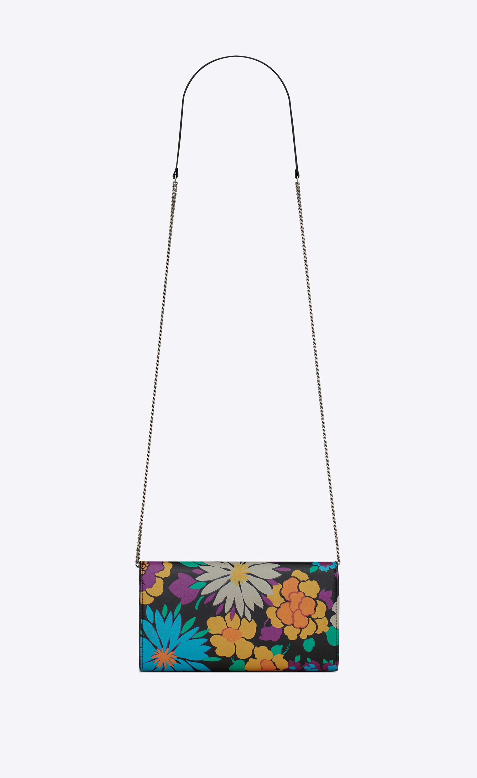 saint laurent paris chain wallet in multicolor flower-print leather - 2