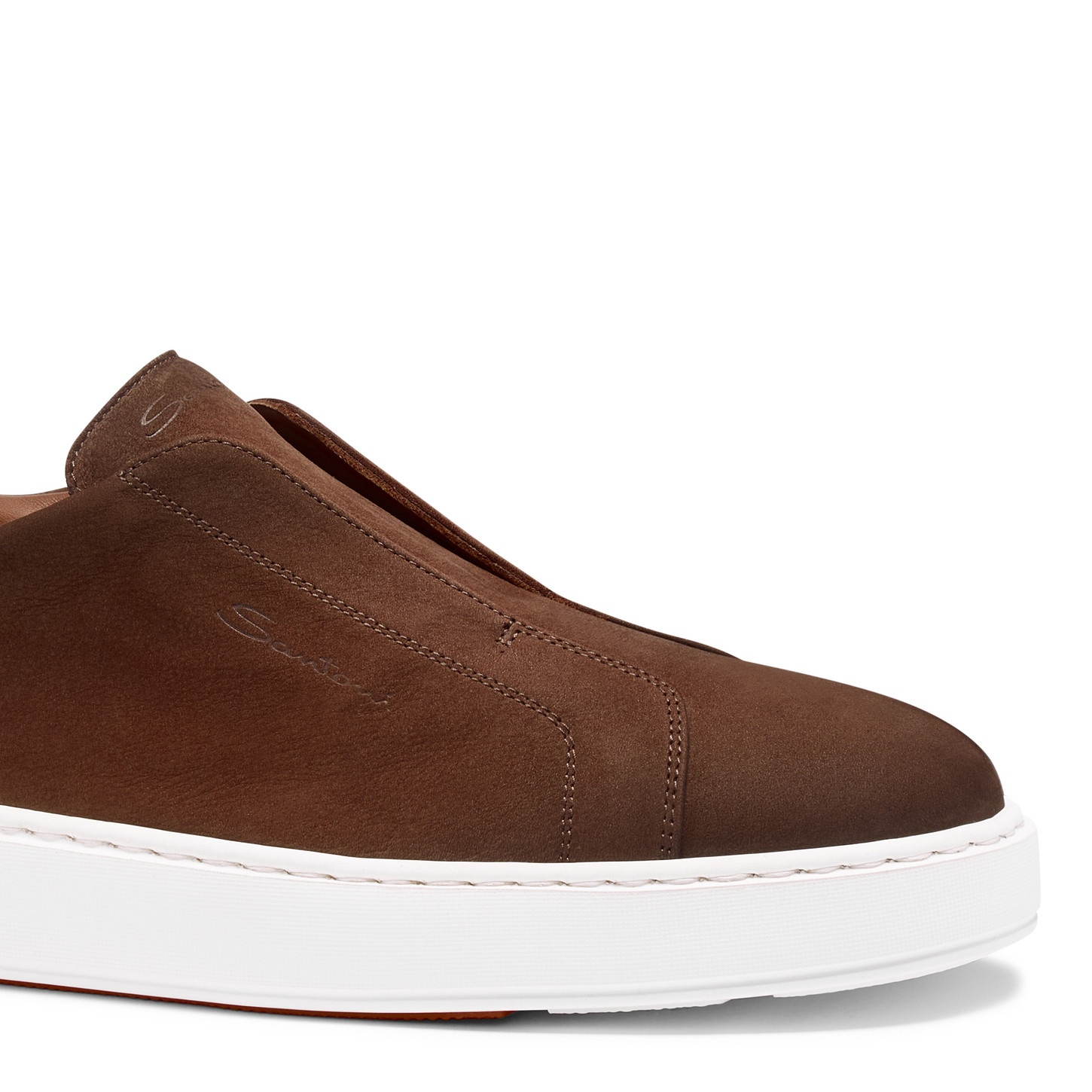 Men's dark brown nubuck slip-on sneaker - 5