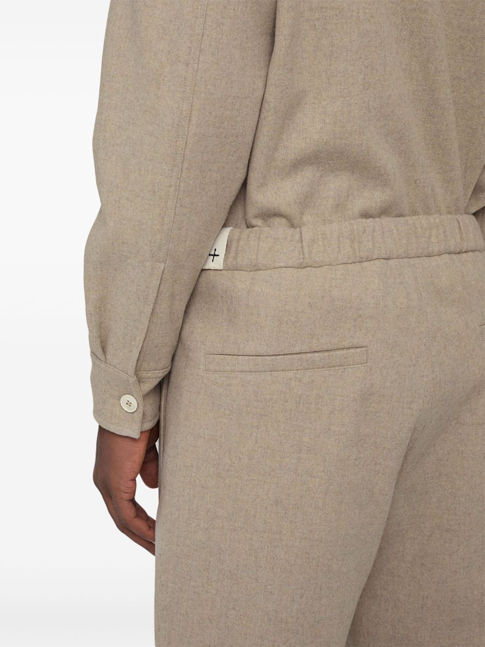 logo-patch wool tapered trousers - 5