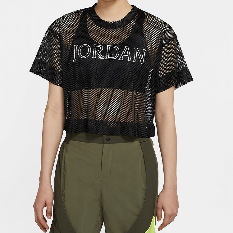 (WMNS) Air Jordan Sports Stylish Mesh Short Sleeve Black CZ1892-010 - 3