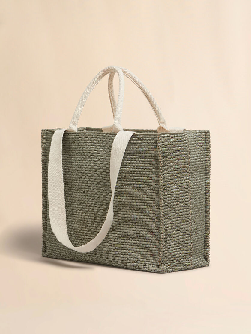 GREEN RAFFIA-EFFECT LARGE TOTE BAG - 2