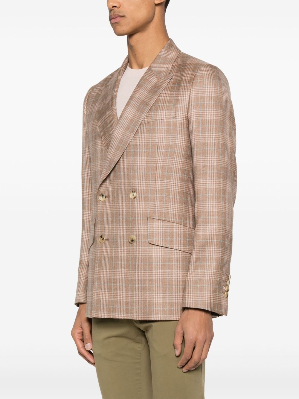 checked double-breasted blazer - 3